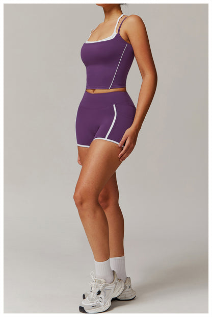 Matching two piece double strap vest & shorts set