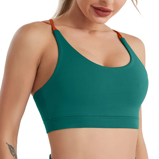 Contrast strap sports bra