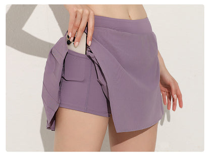 Pleated side skort