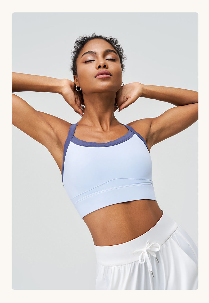 Contrast strap sports bra