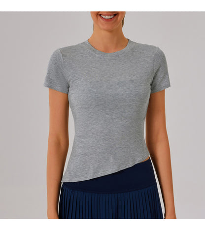 Quick dry asymmetric hem top