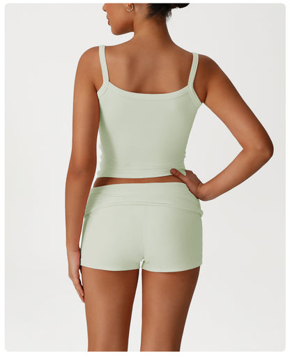 Pleated waist soft hot pants