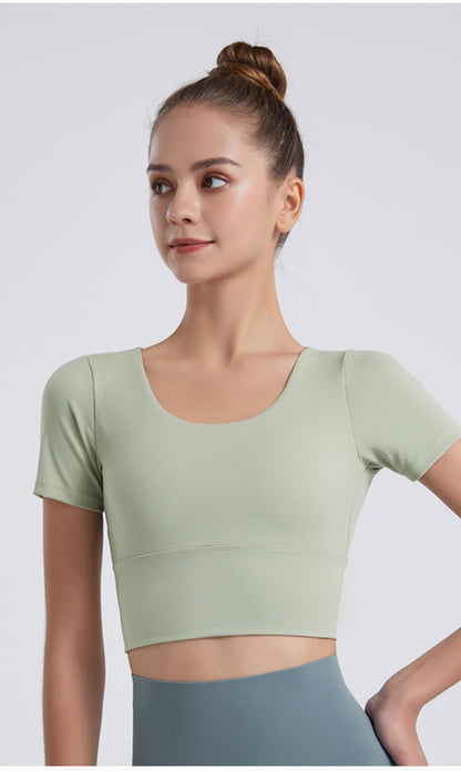 Short sleeve cross back top