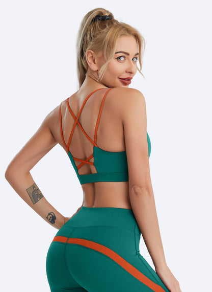 Contrast strap sports bra