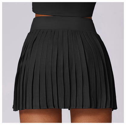 Pleated asymmetric fitness skirt