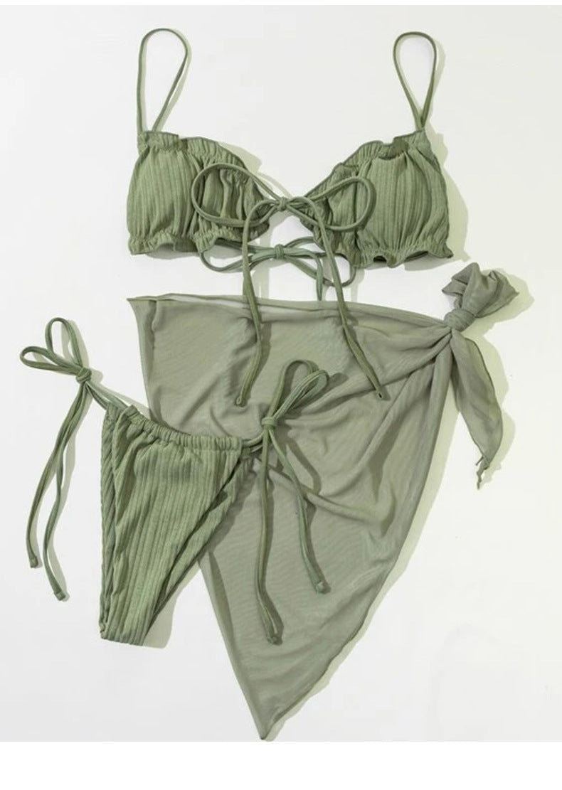 3 piece bikini set with saraong