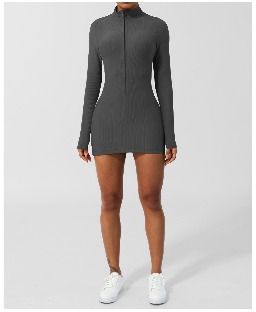 Full sleeve zip front dress