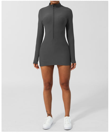 Full sleeve zip front dress
