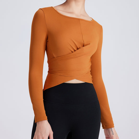 Wrap front full sleeve top