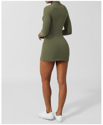 Full sleeve zip front dress