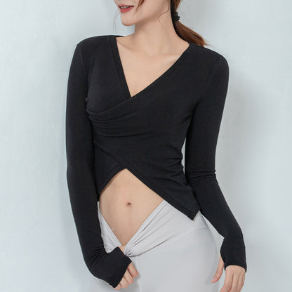 Wrap front breathable top
