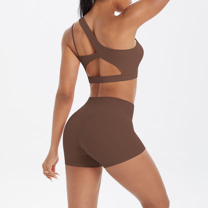 One shoulder bra & hot pants set