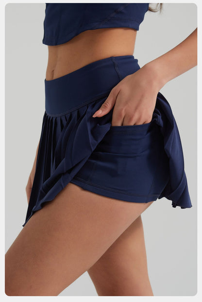 Pleated fitness skort