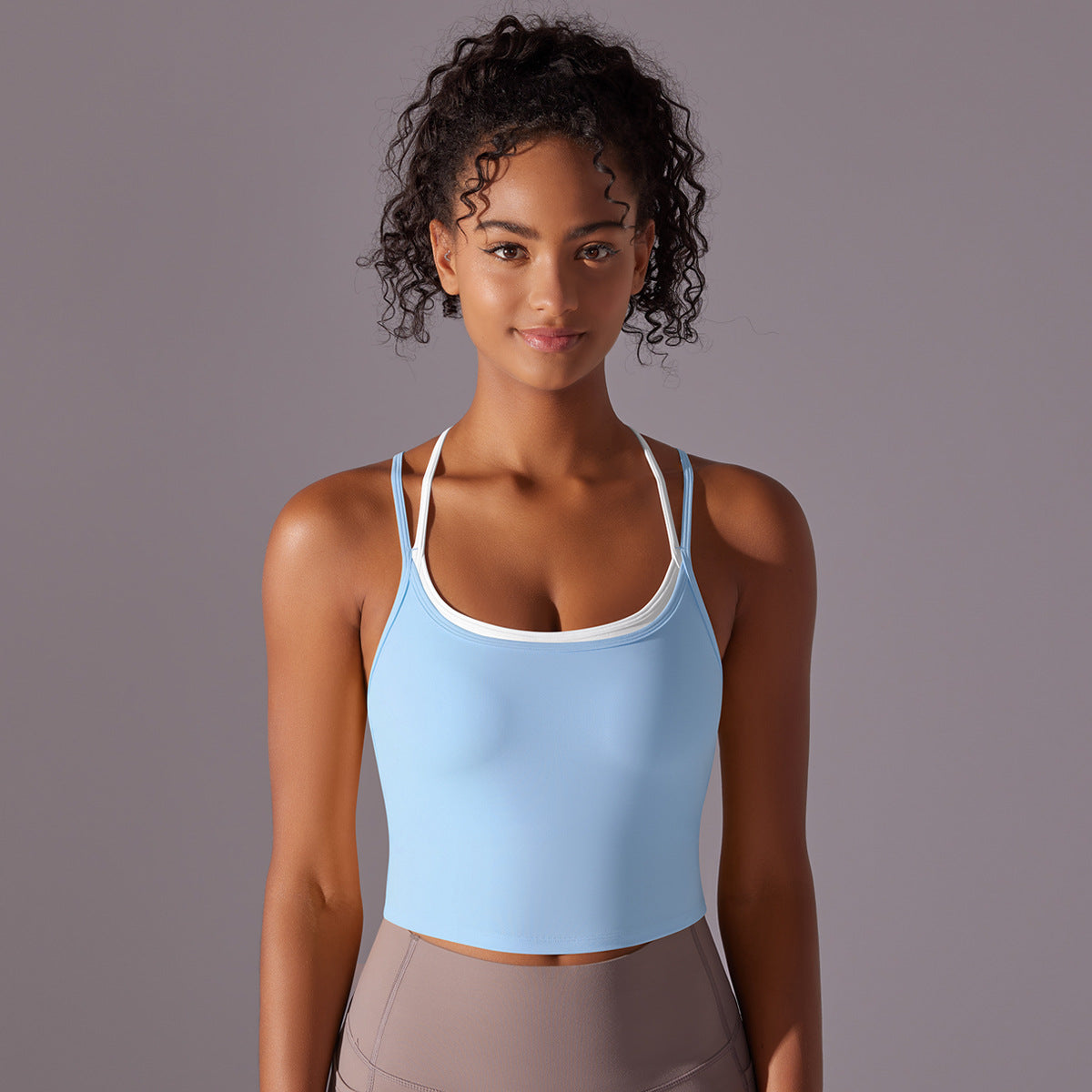 Contrast strap cropped vest