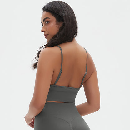 Deep U neck sports bra