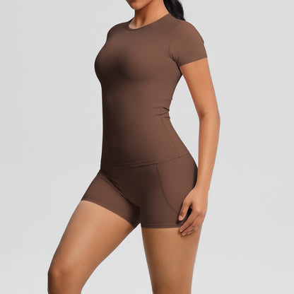 Brushed soft top and hot pants set