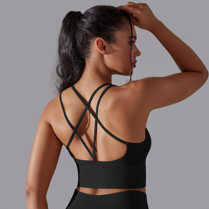 Cross back high support sports bra