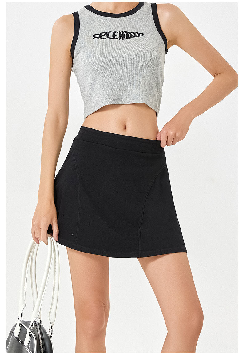 Denim look fitness skort
