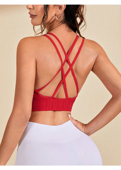 Cross back sports bra