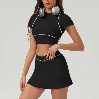 Black Short Sleeve Short Skirt