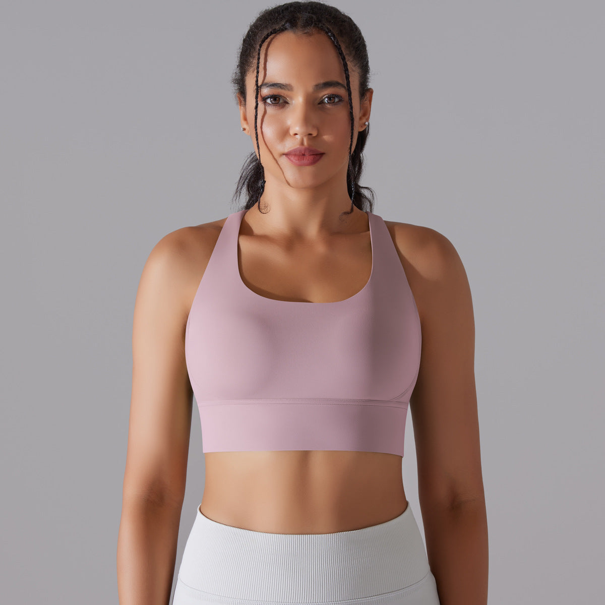Seamless cross back sports bra