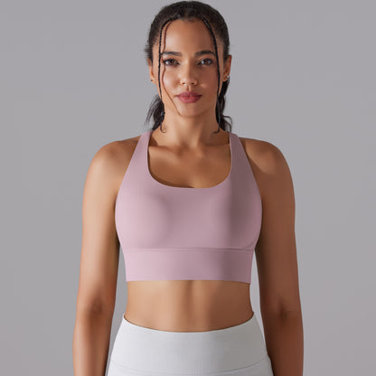 Seamless cross back sports bra