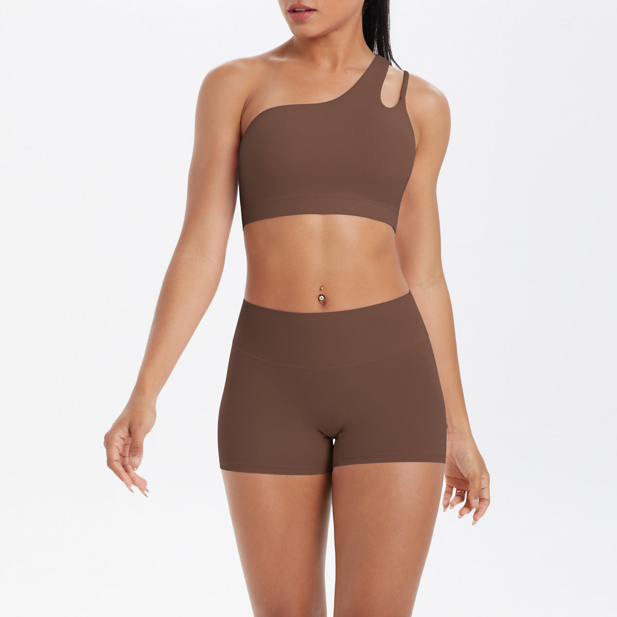 One shoulder bra & hot pants set