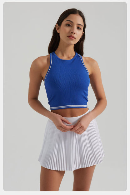 Contrast trim cropped vest
