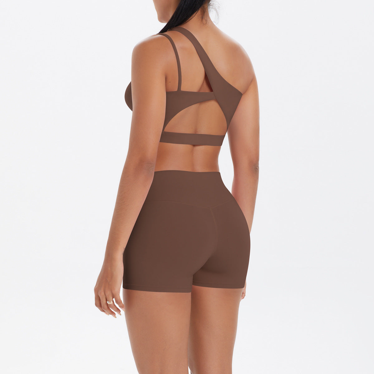 One shoulder bra & hot pants set