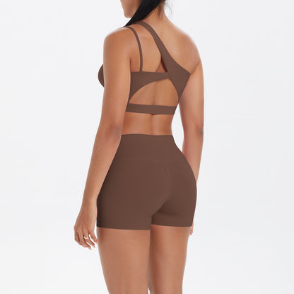 One shoulder bra & hot pants set