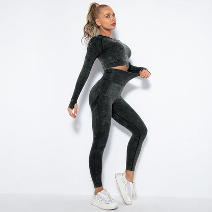 Long Sleeve Trousers Suit-Washed Black