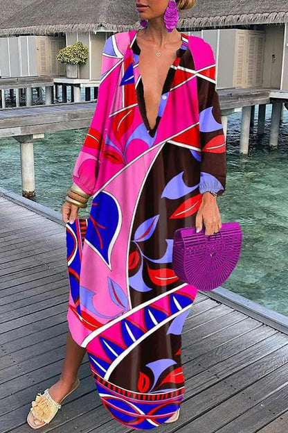 Printed loose fitting maxi dress