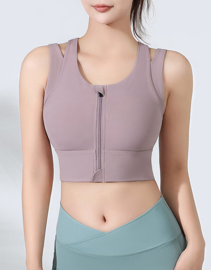 Zip front high support sports bra