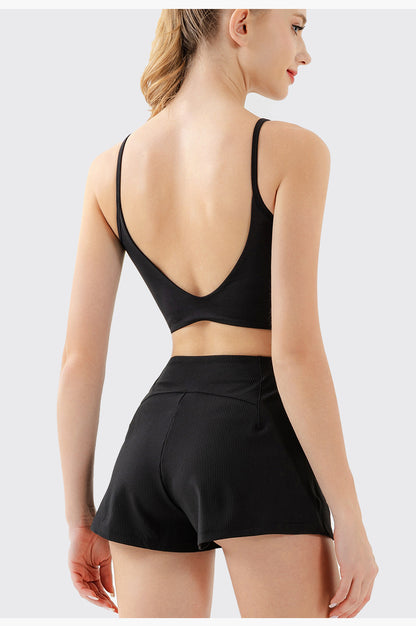 Deep back sports bra