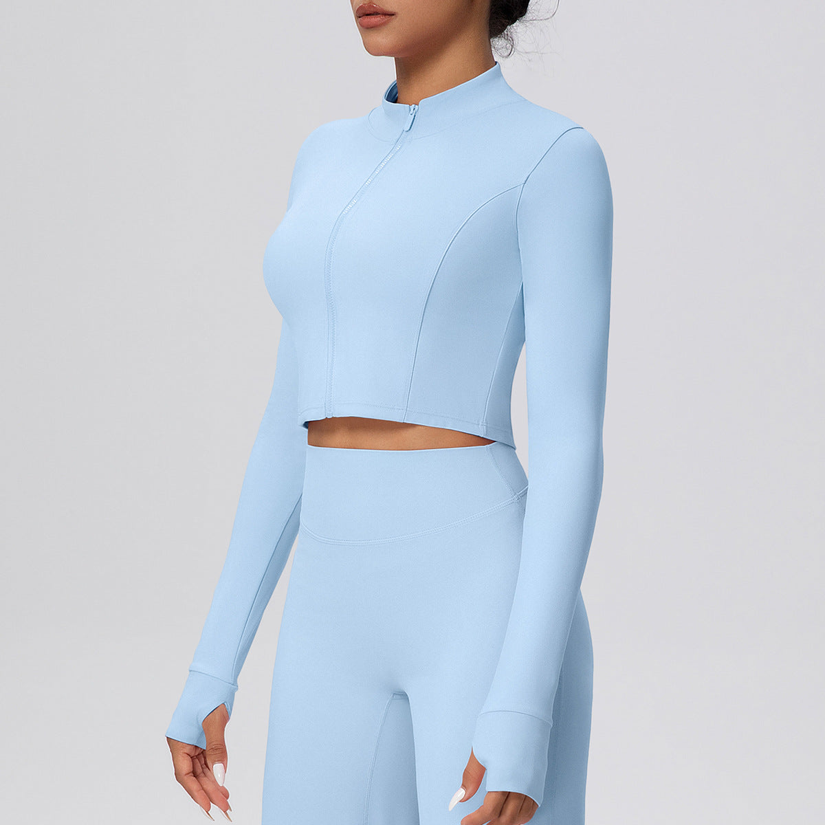 Zip front cropped top