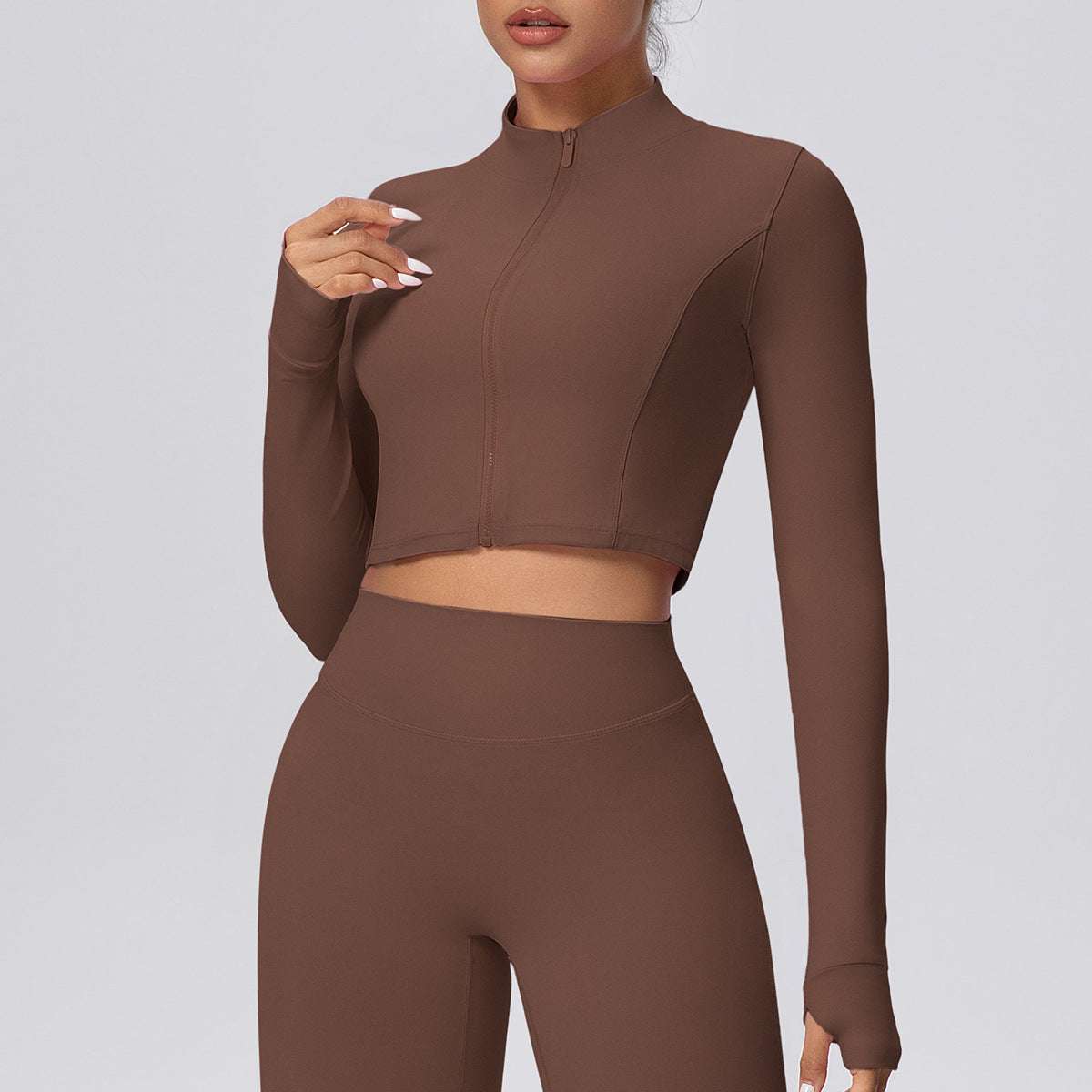 Zip front cropped top
