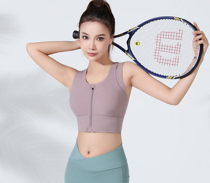 Zip front high support sports bra