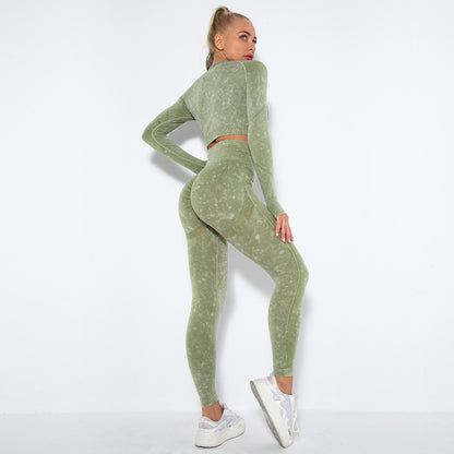 Long Sleeve Trousers Suit-Washed Army Green