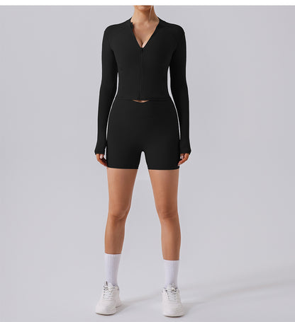 Zip front top with pockets