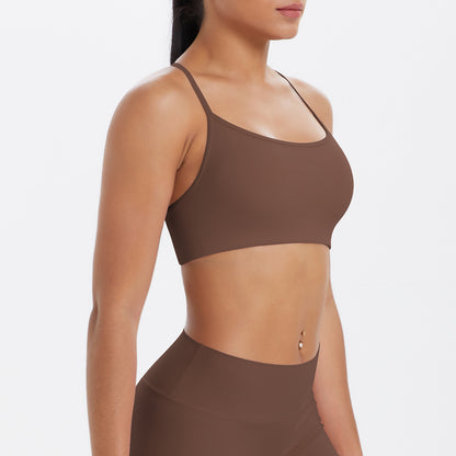 Cross over back sports bra