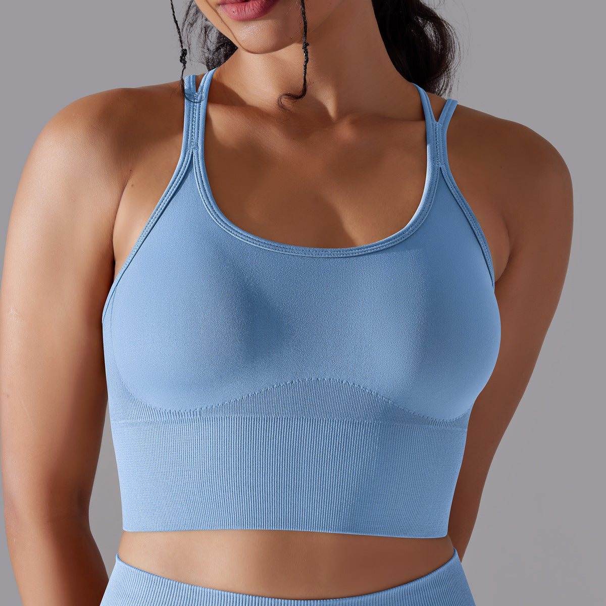 Cross back high support sports bra