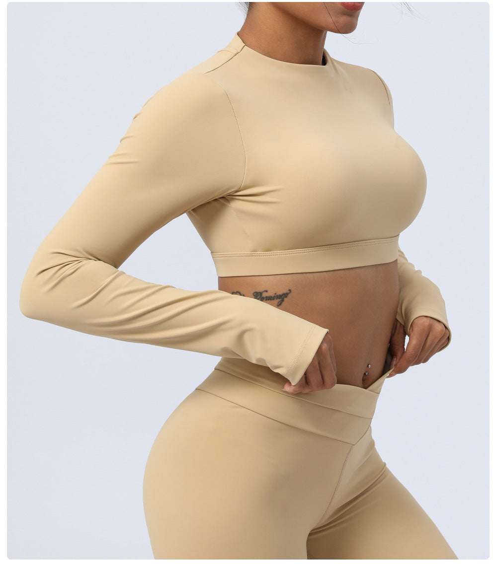 Nude Feel Workout Clothes Suit Cross Strap Showing Chest Pad Yoga Suit Suit Outdoor Sports Two Piece Set Women