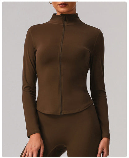 Zip front high neck jacket