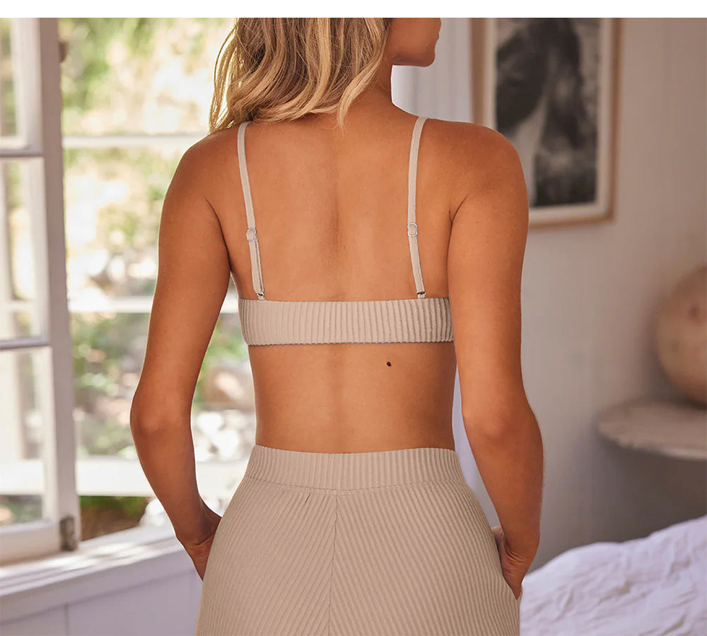High support stripe bra