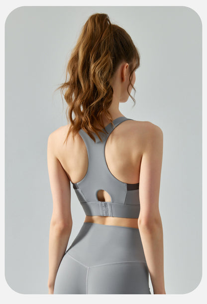 Contrast detail high support bra