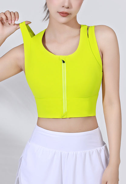 Zip front high support sports bra