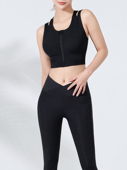 Zip front high support sports bra