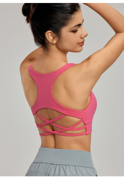 Crossover padded sports bra