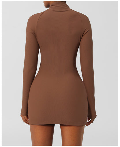 Full sleeve zip front dress