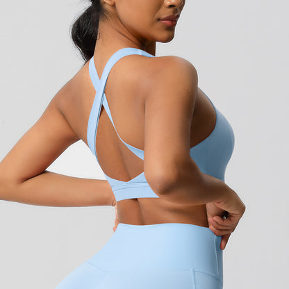 Cross back sports bra